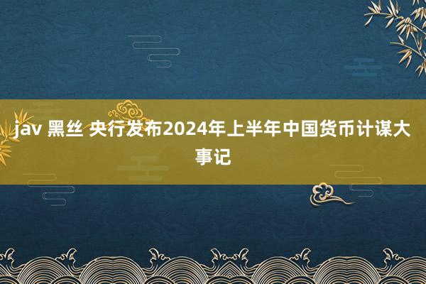 jav 黑丝 央行发布2024年上半年中国货币计谋大事记